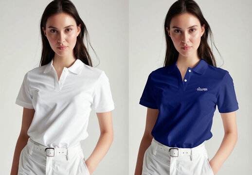 Elegant Polo Shirts Mockup For Women PSD