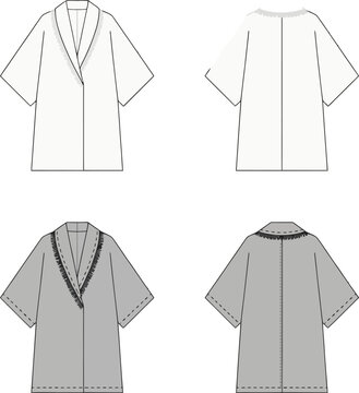 Four fashion of women's dresses with different necklines and sleeves