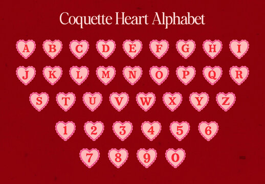 Heart-themed Alphabet Editable Font