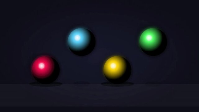 Seamless Loop of 3D Glossy Colorful Bouncing Spheres Loading Animation on Dark Background