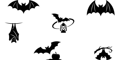 Fototapeta premium Set of hand drawn bat silhouettes for halloween decorations and spooky themed graphic design projects