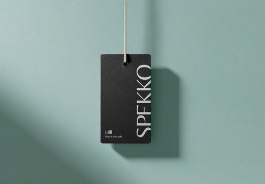 Minimal Hanging Tag Mockup PSD On Mint Background With Soft Shadow