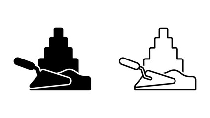 Fototapeta premium Construction Iconography: A pair of icons showcasing a trowel and mortar, representing the foundational elements of construction and building.
