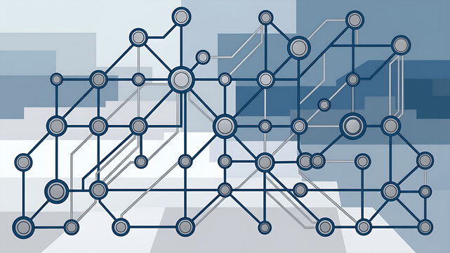 Resilient network architecture abstract with reinforced geometric nod