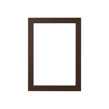 Rectangular dark brown wooden picture frame featuring elegant grain texture displayed vertically against isolated white background ready for your personal art or custom professional photographic print