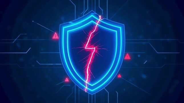 Cyber Security Shield Breach Animation | Futuristic Data Protection Background Loop