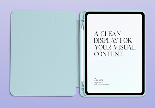 Tablet Mockup With Stylus Case PSD