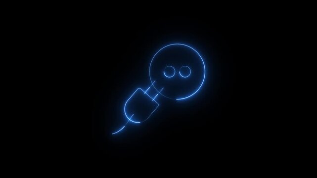 Glowing blue electric plug and wall socket icon
