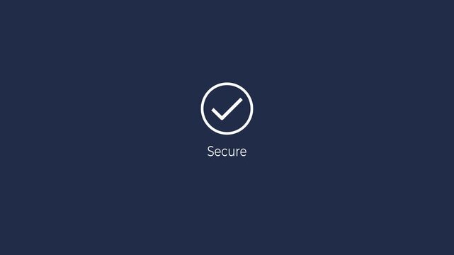 Secure file transfer with circle loading and checkmark concept. Motion graphics of secure file and document transfer, verified idea. 