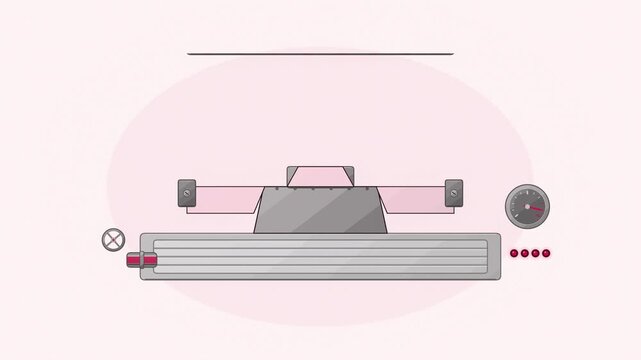 Abstract animated heated sheet vacuum formed over a mould drawn as coral and magenta lines and shapes on a bright, clean light background. Seamless looping 4K motion graphics video with free space for