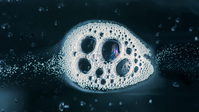 Abstract water bubbles forming fluid foam pattern