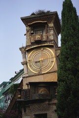 Fototapeta premium The whimsical leaning clock tower in Tbilisi Georgia