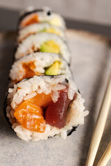 Sushi maki rolls with salmon tuna and avocado © Cavan