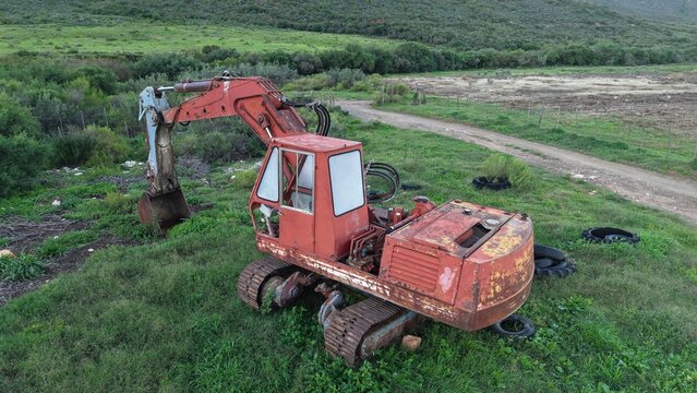 abandoned JCB Backhoe Loader (TLB) in rural South Africa