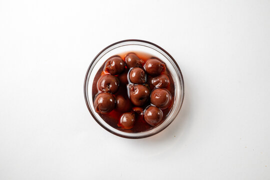 Sour cherries in glass bowl