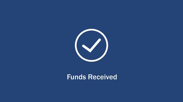 Animated funds received confirmation notification with smooth motion for digital banking, financial transactions, e-commerce payments, and successful money transfer ui ux interface