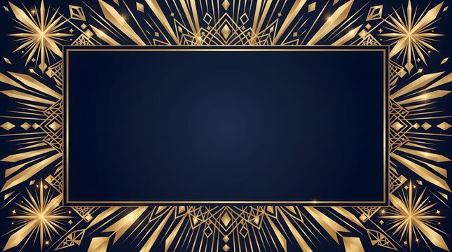 Luxury Gold Art Deco Border Frame Background.