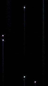 Animation of fireworks and spots of light on black background