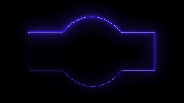 A singular purple neon outline forms a stylized emblem on black, suggesting exclusivity, mystery, and a technological frontier.
