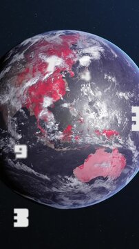 Multiple numbers changing against globe on blue background