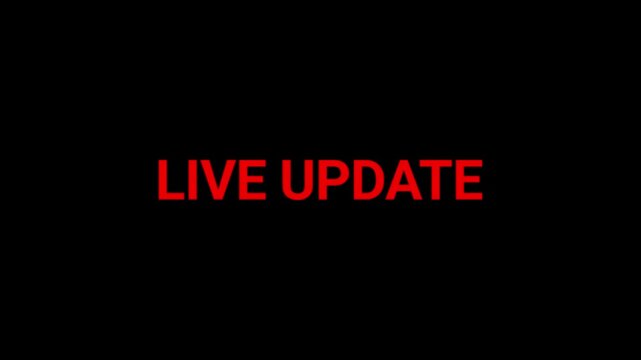 Live update text written in bold red characters on a solid black background signals real-time information and immediate status changes.