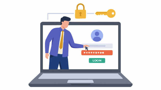 Man Logging into Computer for Online Security and Account Access