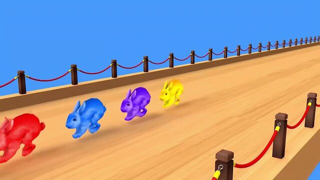 3D Animated Rabbits Fast Run Wide Perspective HD