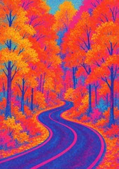 Fototapeta premium Vibrant autumn forest path