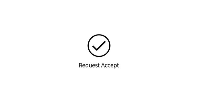 Request accept concept on the black background. Loading circle with checkmark icon. Animation of 4k video. 