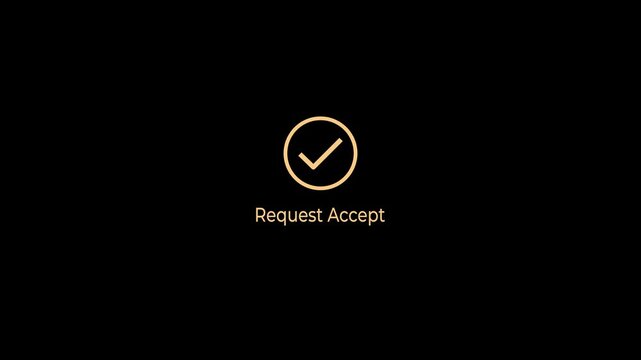 Request accept concept on the black background. Loading circle with checkmark icon. Animation of 4k video. 