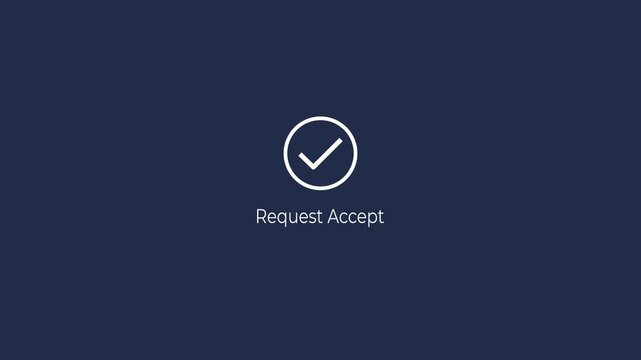 Request accept concept on the black background. Loading circle with checkmark icon. Animation of 4k video. 