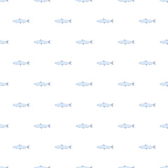 Fototapeta premium Small blue herring fish creating a seamless underwater pattern