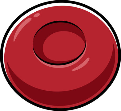 Red blood cell icon, isolated on white, displaying biconcave disc shape, essential for oxygen transport and medical science