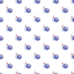 Naklejka premium Bowling pins and purple bowling balls forming a seamless repeating pattern