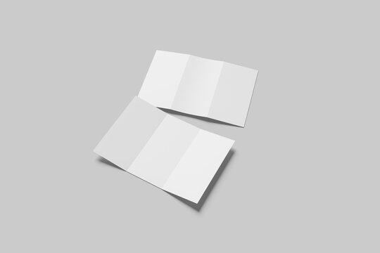 Blank Trifold DL Brochure Mockup - 3D Illustration
