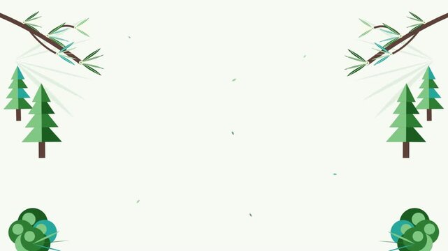 Minimalist Animated Forest Scene with Falling Leaves
