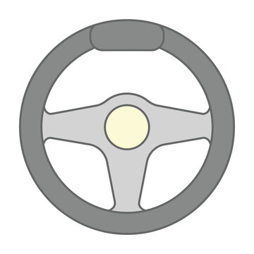 Steering wheel icon isolated on white background, car control symbol, driving concept