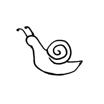 Snail Doodle Brush Hand Drawn Outline Cartoon Logo Vector
