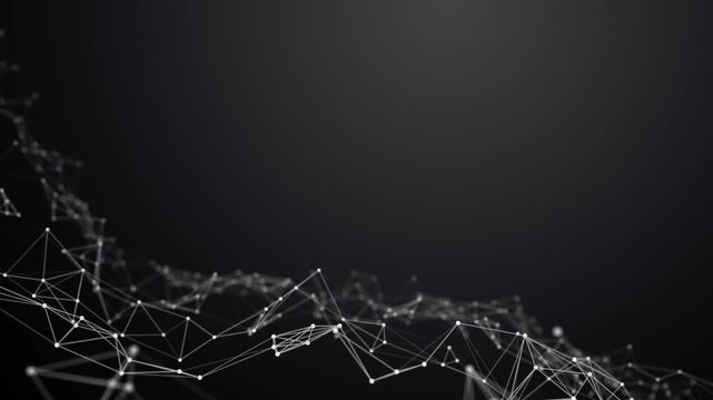 Gray Digital Network Wave Mesh Animation,Abstract Flowing Particle Connection Technology  and Science Stream Social media Motion Background