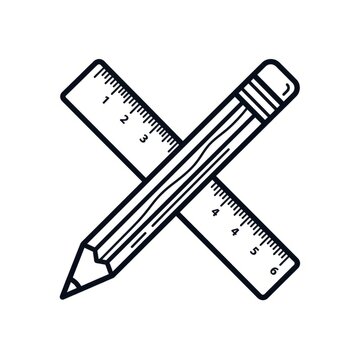 Black and white illustration of a set of vintage metal rulers and measuring tools.