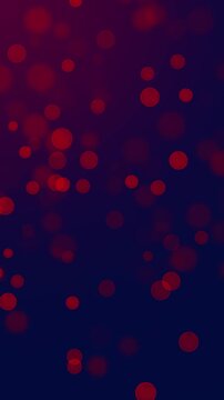Red Bokeh Lights on Dark Blue animation,Blurred Sparkling Circle Pattern Christmas Holiday and New Year Celebration Videos Streams Vertical Social media Motion Background