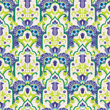 Classic Blue Green Flora Motif