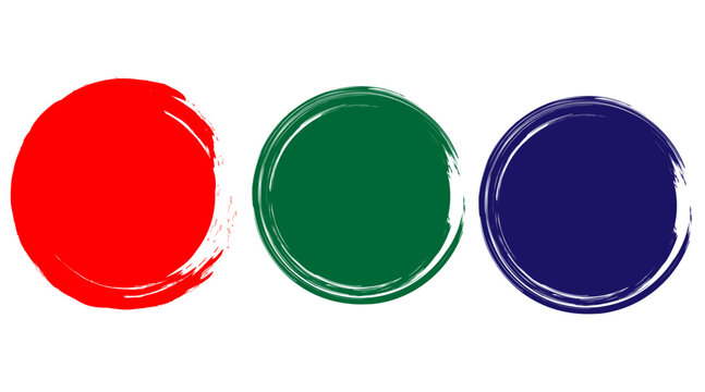 Three vibrant color swatches red green blue paint smears silhouette