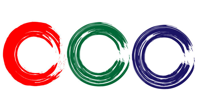 Colorful circular brushstrokes in red green and blue a graphic silhouette