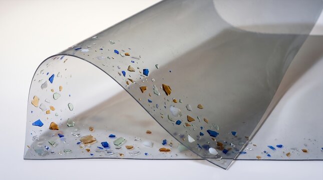 Recycled Windshield PVB Film with Sapphire and Amber Inclusions