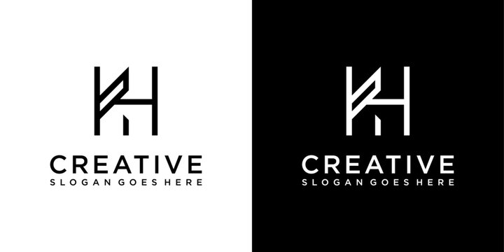 KH or HK initial letter logo design vector concept