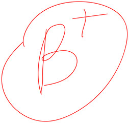 Red Hand-Drawn B Plus Grade Mark with Circle Transparent PNG © Hela