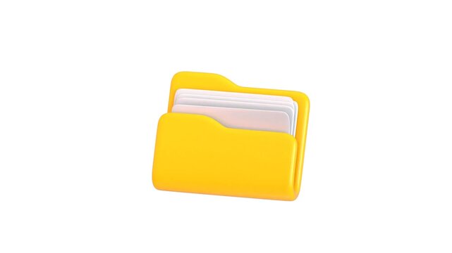 3D File Folder Icon Animation for Document Management, Digital Storage, Data Organization, File Sharing and 4K Motion Graphic
