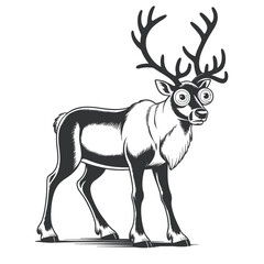 Obraz premium Deer Vector Illustration and Silhouette, Wild Animal Head with Antlers, Stag, Elk, Reindeer and Wildlife Symbol for Nature, Christmas and Winter Design