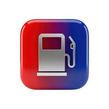 A vibrant icon of a gas pump with a red and blue gradient background